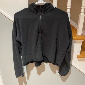 Aerie Black Light Slightly Cropped Quarter Zip
